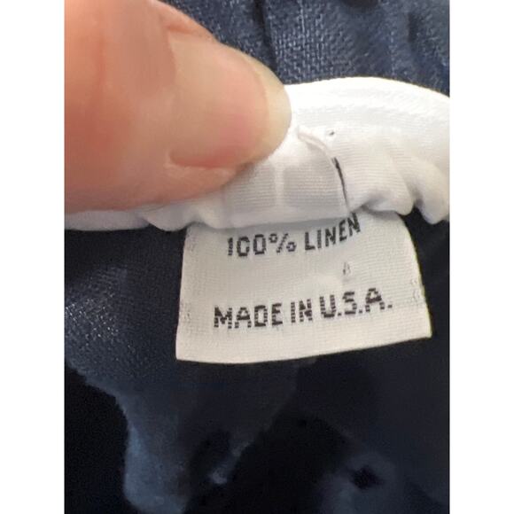 Bryn Walker size L navy outfit oversized 100% linen elastic waist cropped pants - Picture 11 of 12